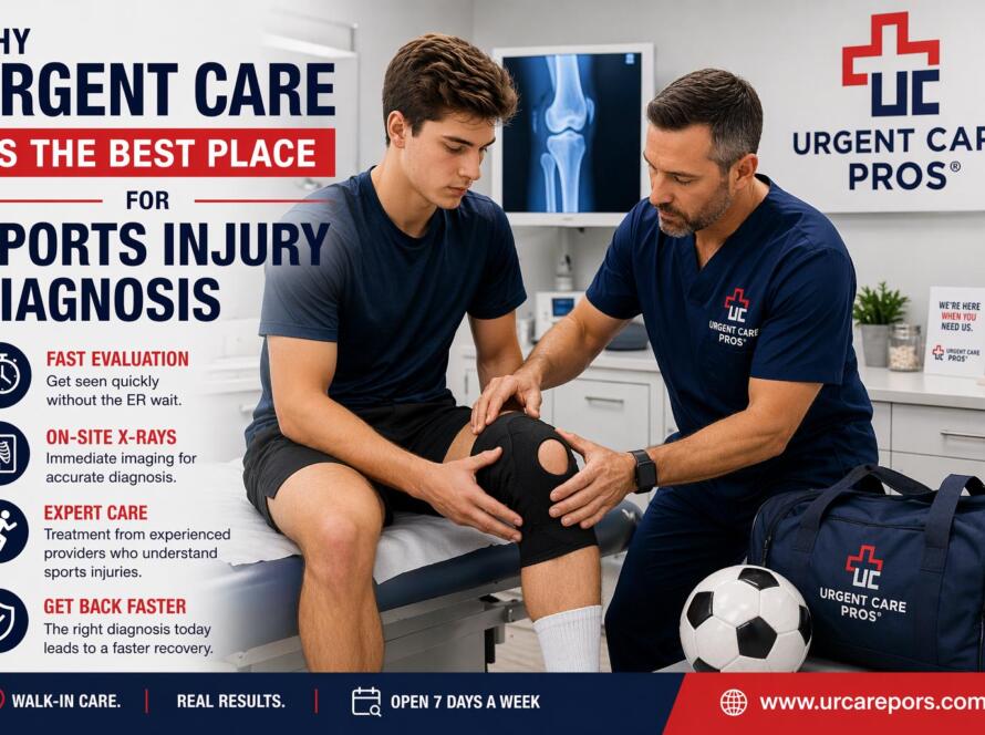 Urgent care clinics like Urgent Care Pros provide fast evaluation and diagnostic imaging for sports injuries without the long wait times of emergency rooms.
